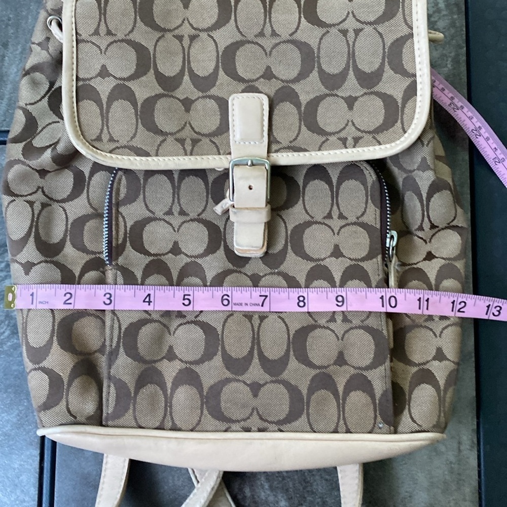 Coach Vintage Khaki Monogram Logo And Leather Backpack - Picture 2 of 8